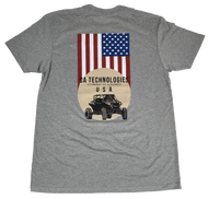 CA Tech USA Short Sleeve Shirt - Polaris RZR w/ Flag - Grey