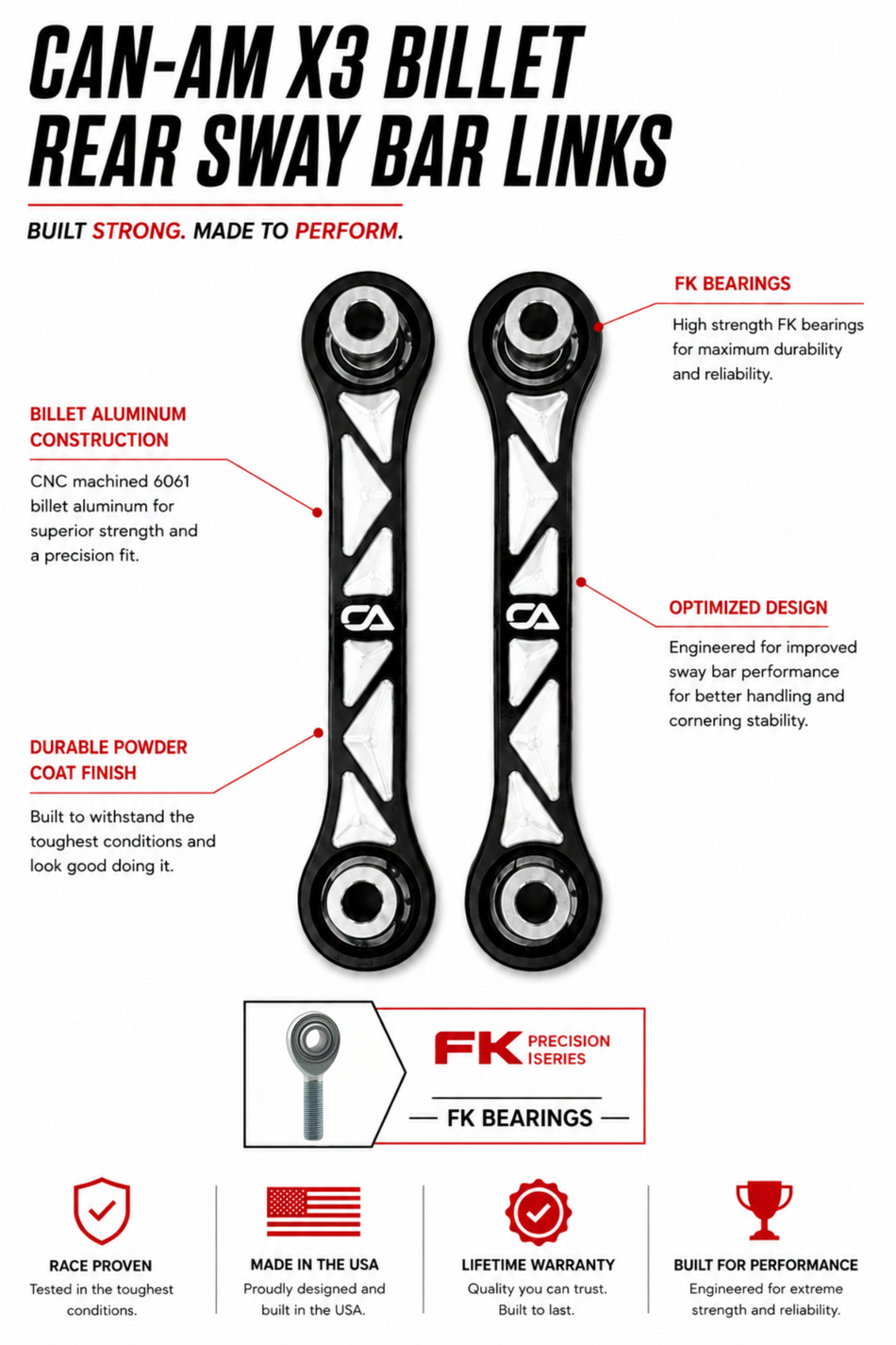 Can-Am X3 Billet Rear Sway Bar Link Set