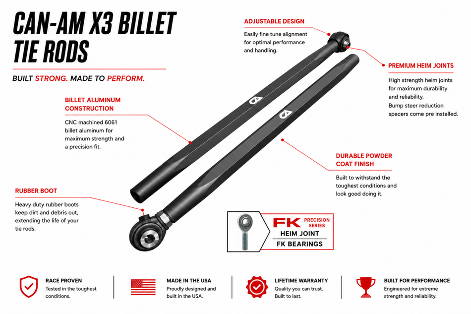 Can-Am X3 Billet Tie Rods