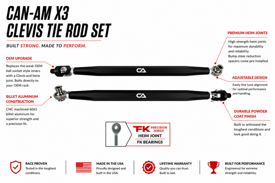 Can-Am X3 Clevis Tie Rod Set
