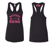 CA Tech USA Women's Tank Black with Pink Weekends are for Riding