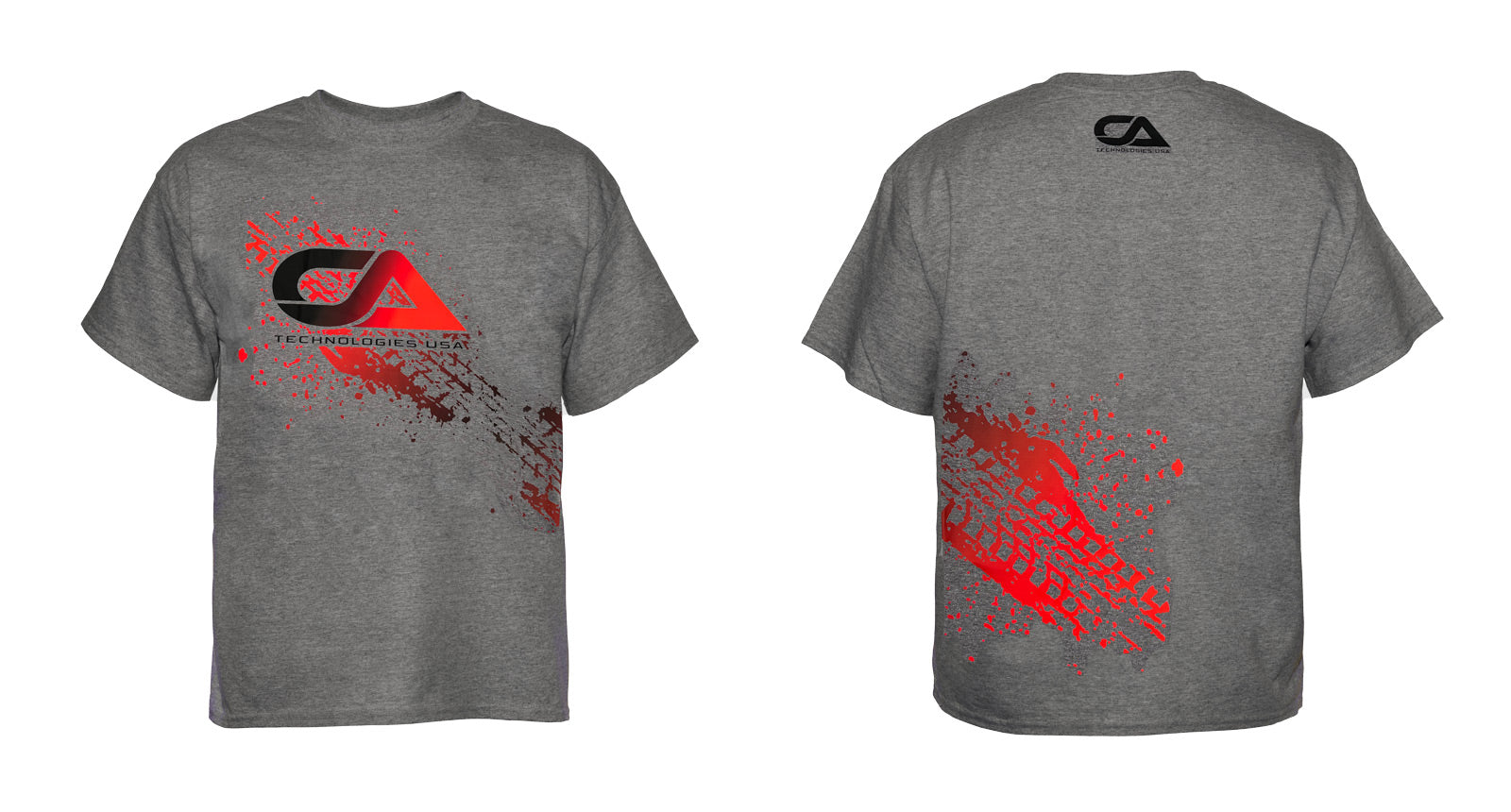 CA Tech USA - Red Tire Tracks on Grey T-Shirt