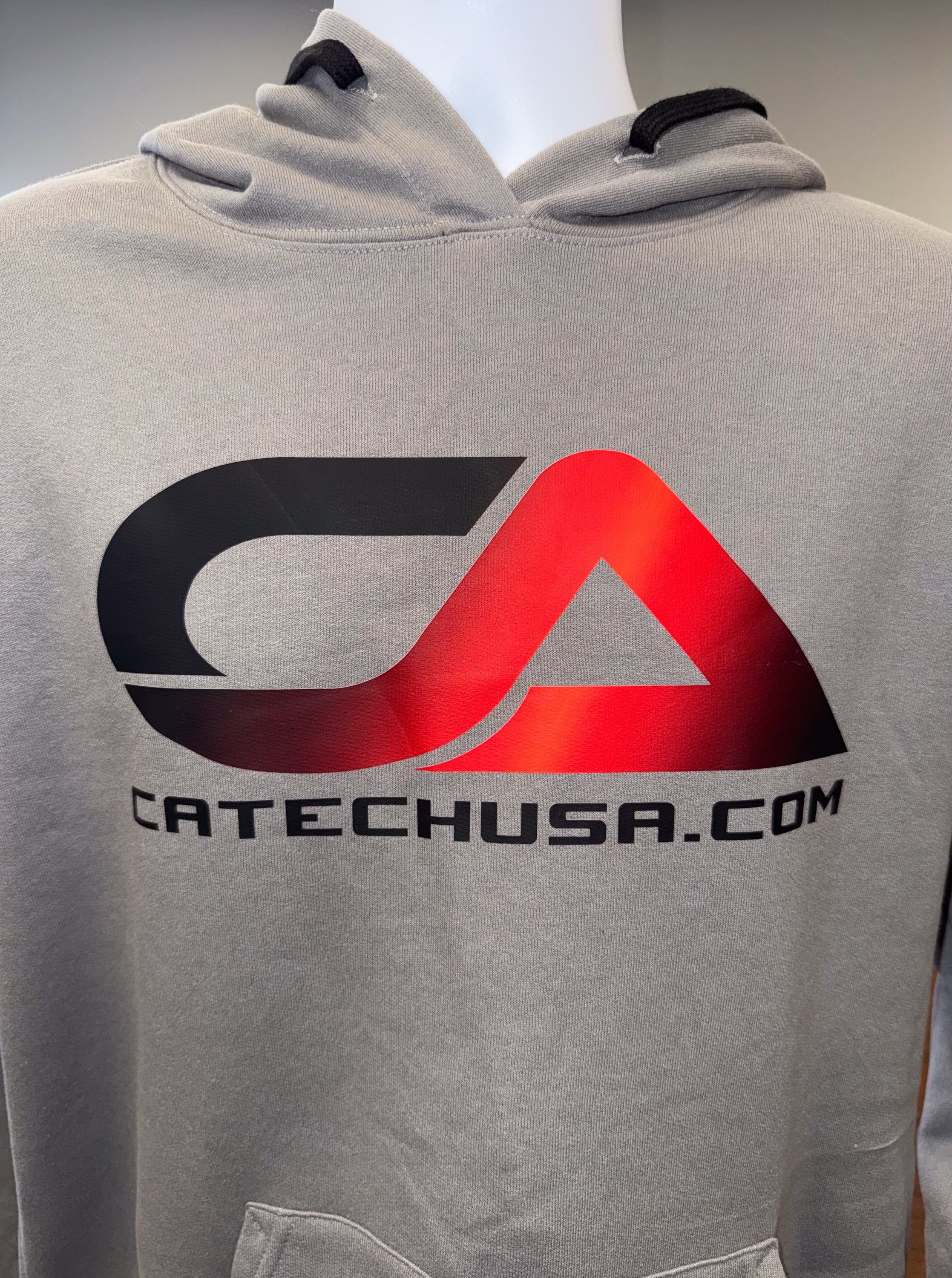 CA Logo American Red Black on Grey Hoodie Heavy Weight – CA Tech USA
