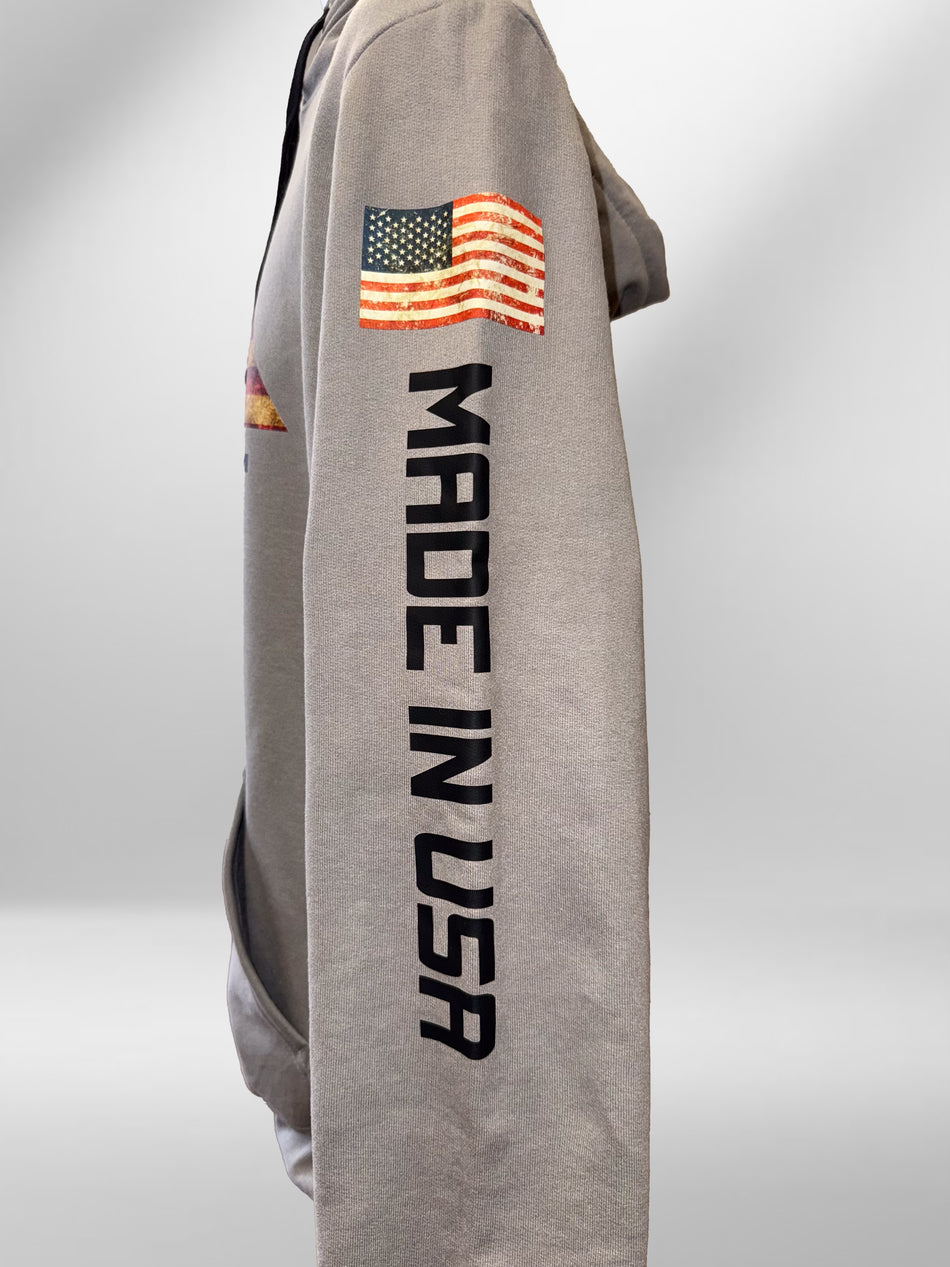 CA Logo American Flag Grey Hoodie Heavy Weight