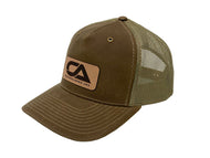 CA Tech USA Logo Snapback Hat - Leather Patch / Dark Tan