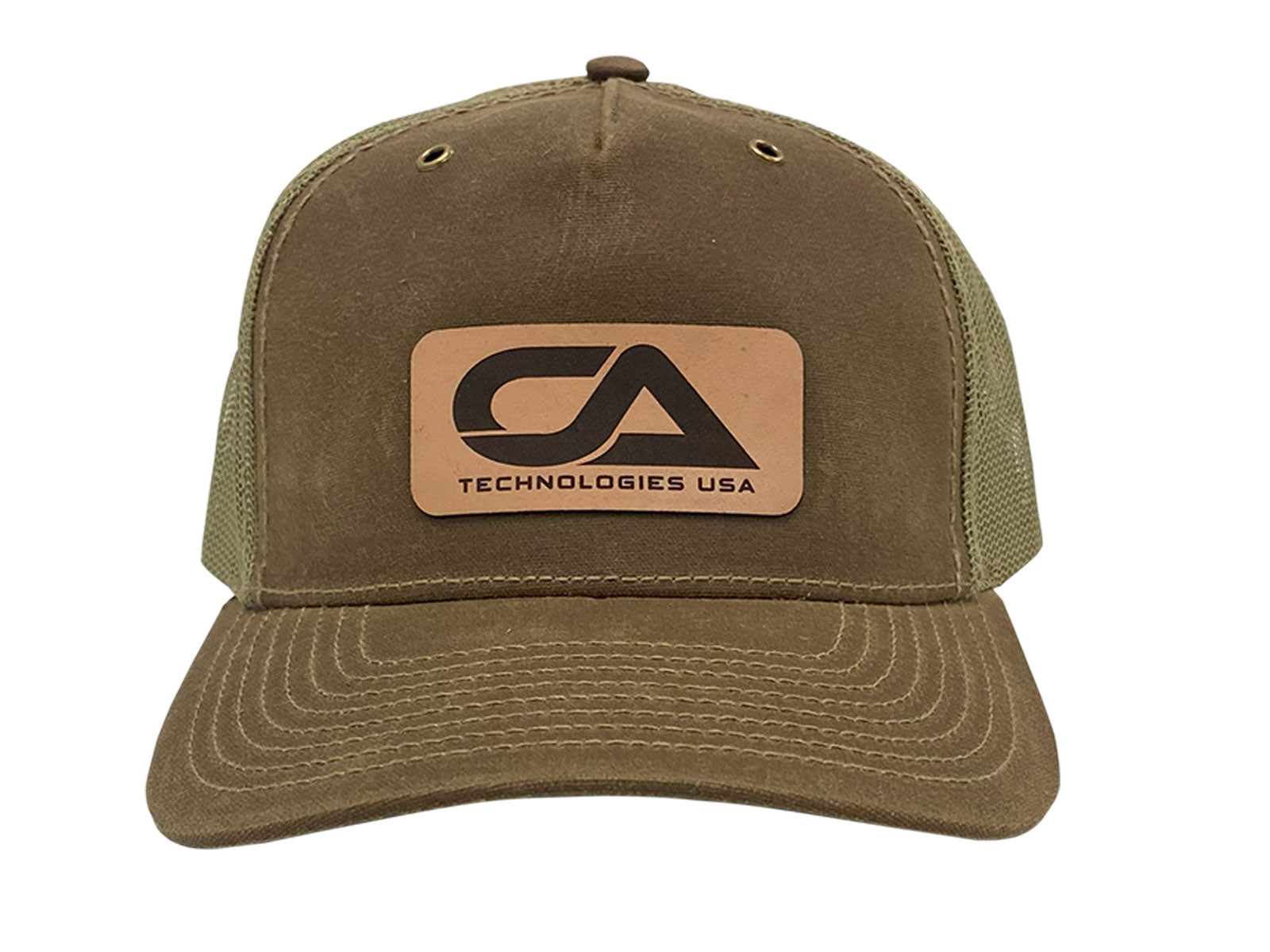 CA Tech USA Logo Snapback Hat - Leather Patch / Dark Tan