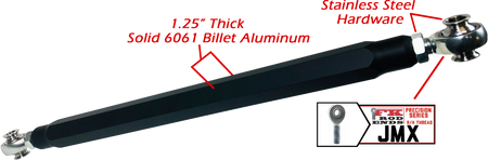 We utilize ONLY industry leading FK Brand Spherical bearings equipped with a cloth PTFE liner for durability on the high clearance lower rods and use FK brand JMX heims on the upper rods. There is no better joint to use on the planet.  The Heims are spaced for your machine’s width so its bolt and go with little to no adjusting!  Our rods are fully covered by a no hassle no BS warranty. If you damage a rod, we guarantee to replace it no questions asked, at all. 
