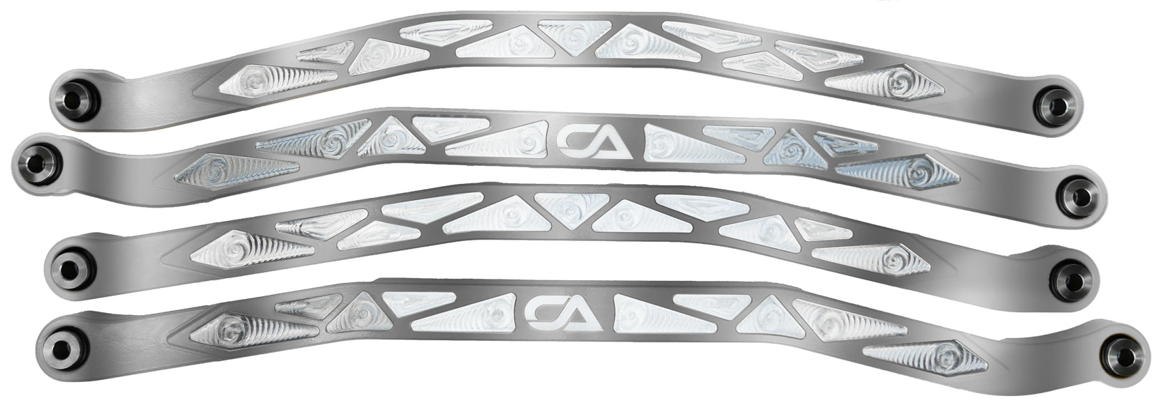 CA Tech USA Cam-Am X3 High Clearance Radius Rods are the largest and thickest rods on the market providing strength, dependability, and affordability. 1.25 inches thick and 1.5 inches high. Built with FK Brand Spherical bearings. Kit contains four high clearance rods for the highest ground clearance.